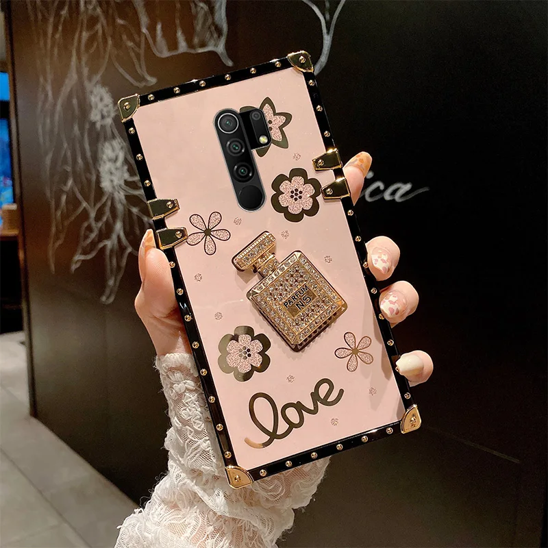 Husă de lux pentru sticla de parfum cu diamante pentru XIAOMI POCO X3 NFC GT F3 F2 M3 Pro Husă pătrată moale de protecție pentru telefon_voghion.com