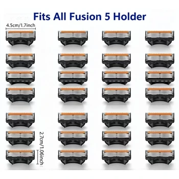 ใบมีดโกนหนวดแบบเปลี่ยนได้สำหรับผู้ชาย แพ็ค 5 ชิ้น สำหรับการโกนแบบใช้มือ กันน้ำ ใช้ได้กับเครื่องเล็มขนหนวดและขนบนใบหน้า 1