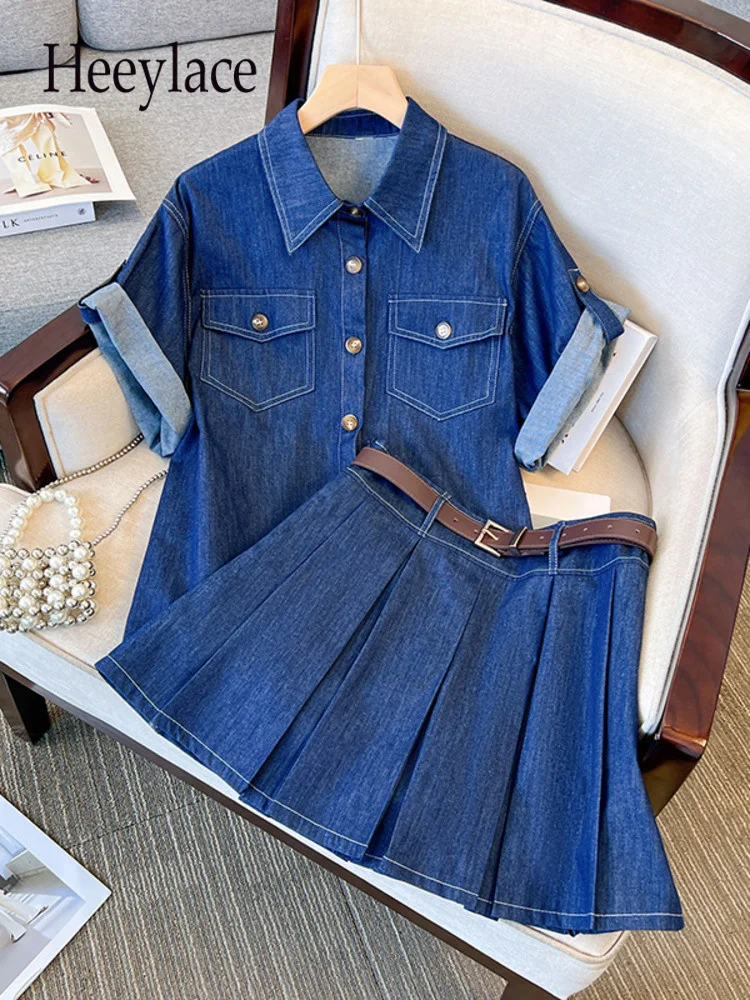 

Summer Two Piece Sets Women Outfit For Women Elegant Fashion Casual Set Turn-down Collar Top Two Piece Sets Women Clothing