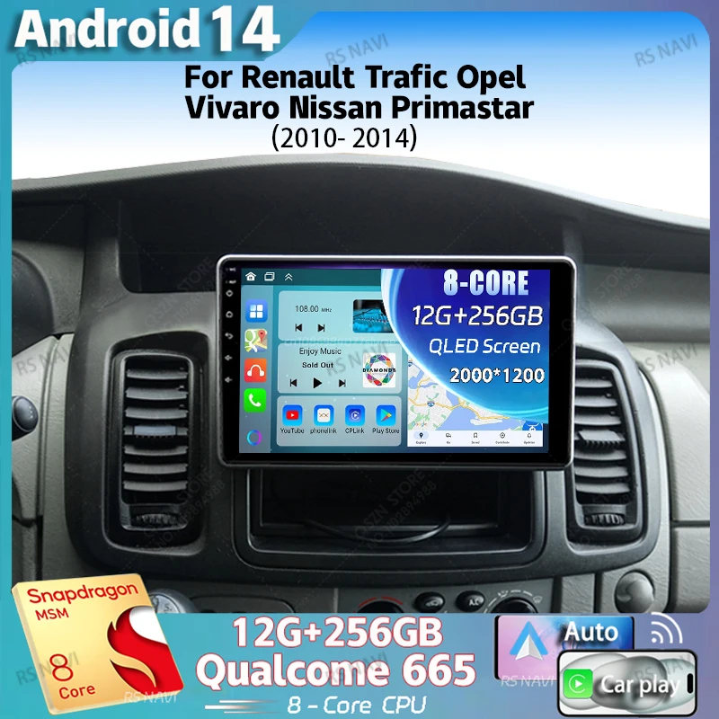 

Android 14 For Renault Trafic Opel Vivaro Nissan Primastar 2010-2014 Android Car Radio Multimedia Video Player stereo BT