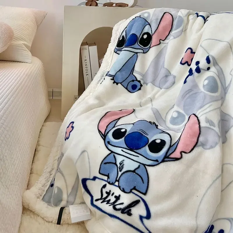 

Disney Stitch thickened flannel winter lamb velvet blanket children's coral fleece sheets air conditioning nap blanket