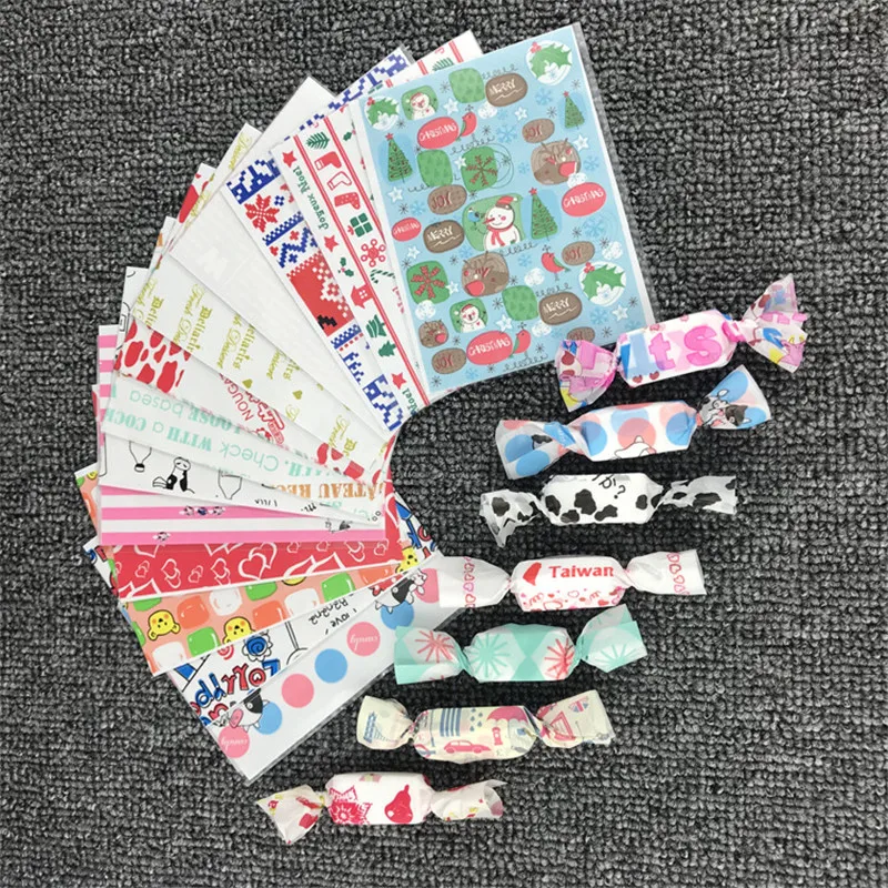 100 Stück Bunt Bedrucktes Ölpapier DIY Handgemachte Nougat-Bonbon-Verpackung Milchtaffel-Umhüllung Party-Dekoration