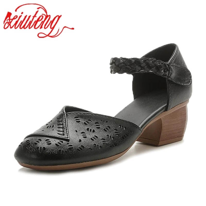 

Xiuteng Flower Mom Shoes Women Genuine Leather Flats Comfortable Loafers Female Summer Runway Shoes Woman Moccasins 2022 Sandals