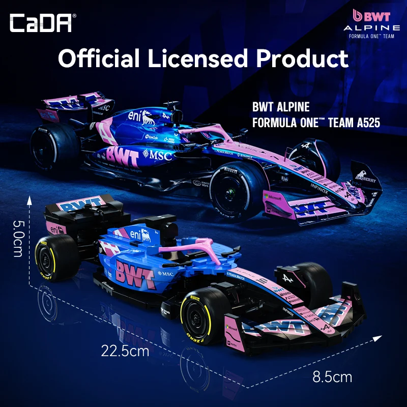 카다 2025 알파인 F1 A525 F1 레이싱카 넘버 43 스포츠카 빌딩 블록 시티카 브릭 장난감 휴일 선물