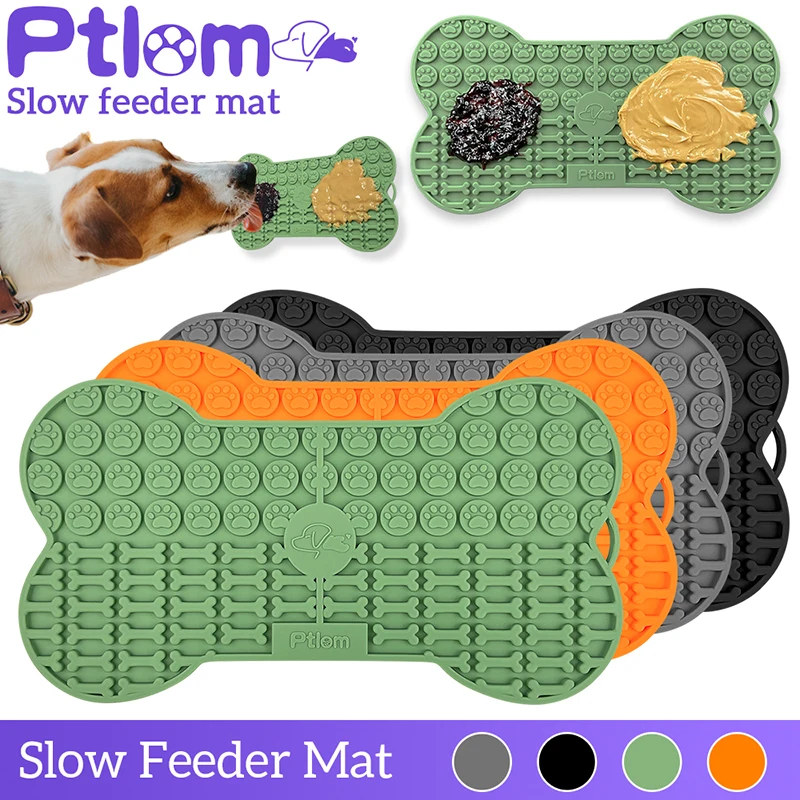 

Dogs Slow Feeding Mat Pet Placemat Dog Food Mat Cats Feeding Pads Bone Solid Color Silicone Non-Slip Pet Feeder Supplies