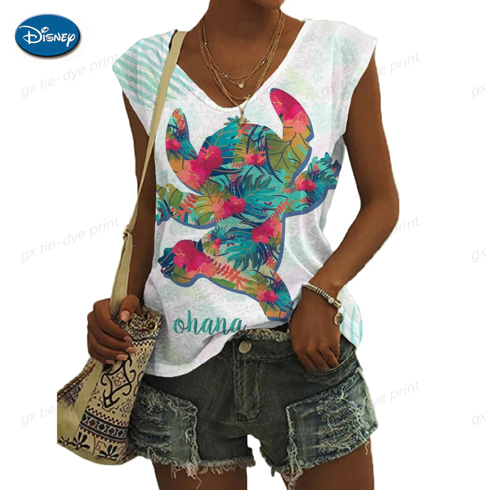 

Camis Tank Tops Sexy Vest Top Cute Kawaii Disney Stitch Print Women New Summer Sleeveless Harajuku Streetwear Loose Female Top