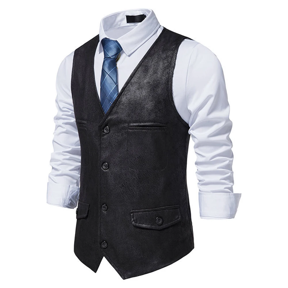 

Premium Quality Men's Tweed Waistcoat Retro Suede Button Vest Vintage Formal Herringbone Design Available in Multiple Colors