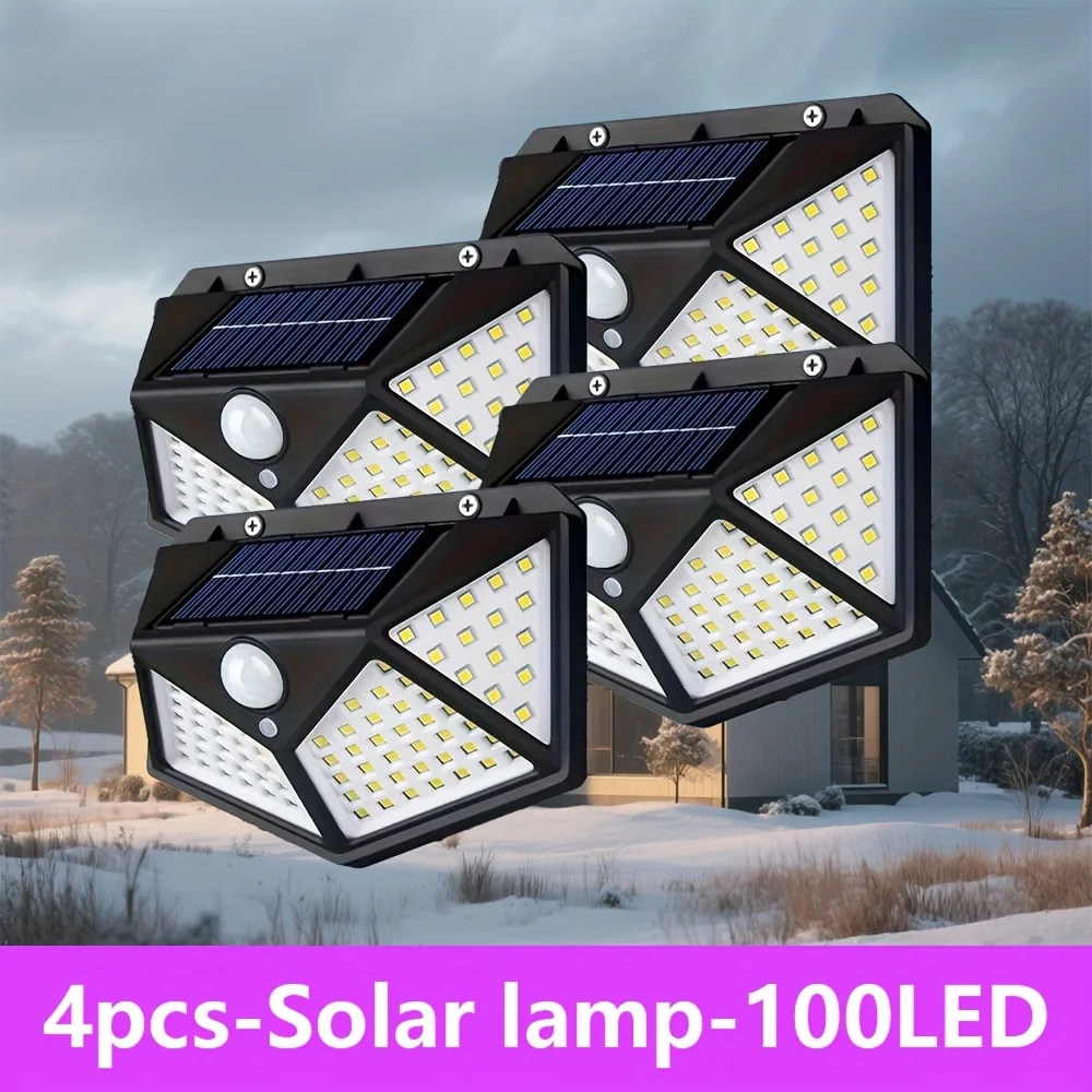 Outdoor Solar Motion Security Light - Waterproof 100 LED Flood Light
