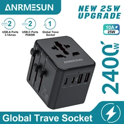 Universal Travel Adapter with Dual USB and Type - C Charging Ports - All - in - One Global Plug Solution - Universal Plug (25W Universal socket)