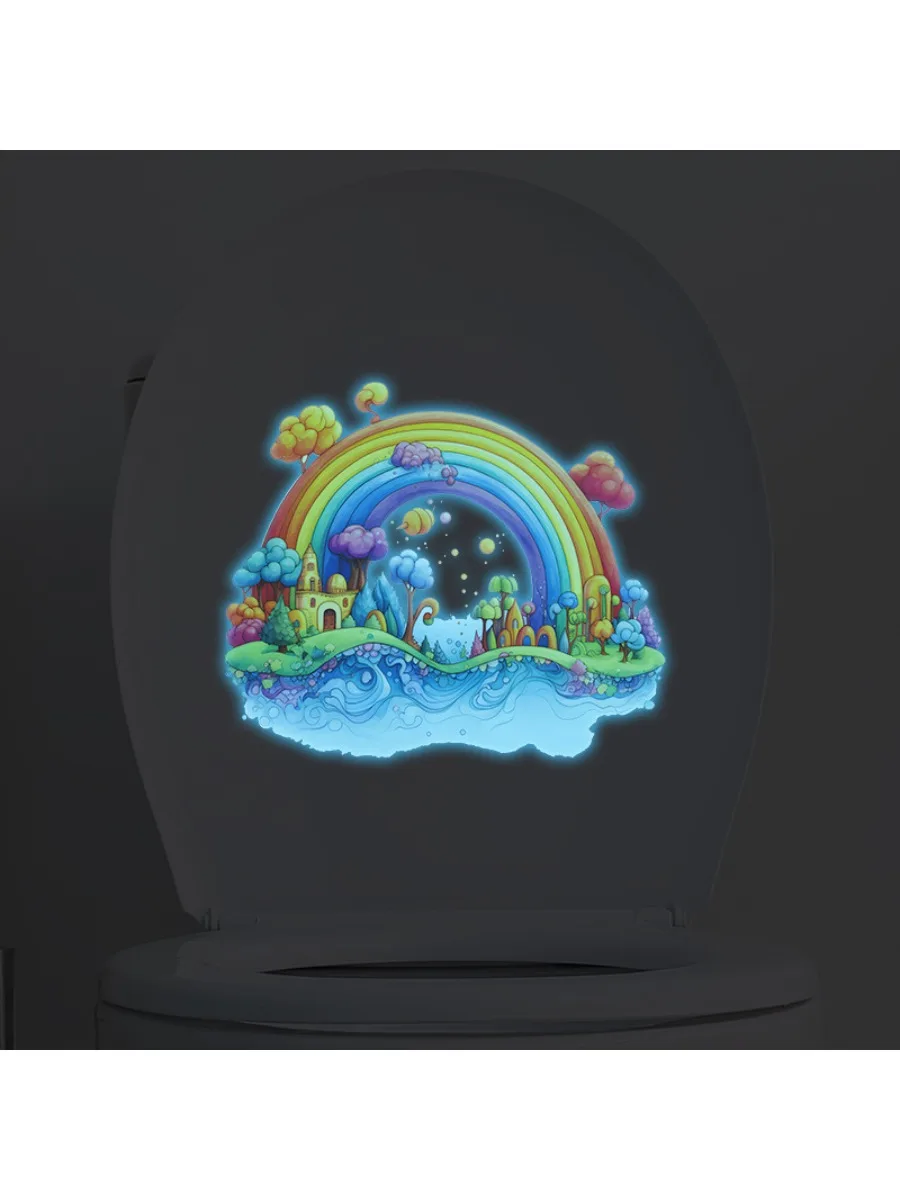 Cartoon dream Rainbow Castle Children's bathroom toilet home decoration wall with glow-in-the-dark stickers self-adhesive