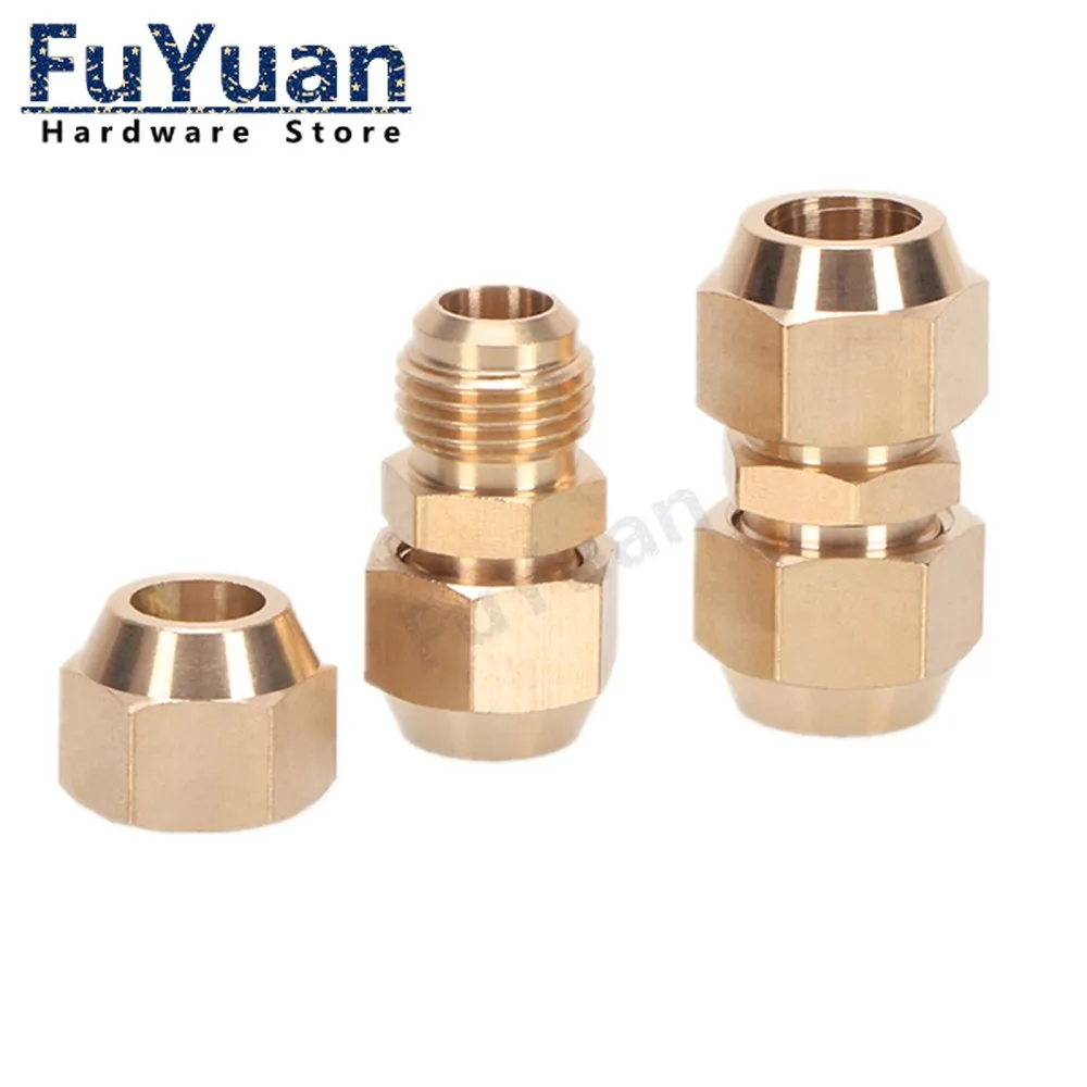 1pcs Flared Brass Straight through pipe fittings 6/8/10/12/14mm Tube