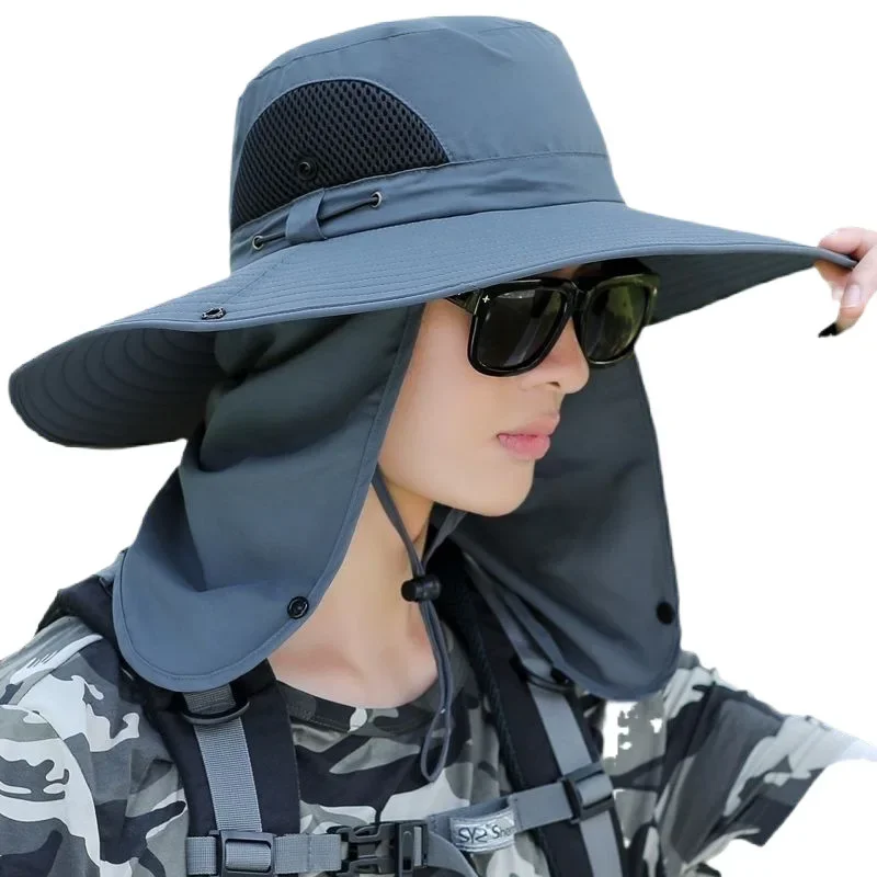Outdoor-Sport Dschungel-Wanderhut Angelhut mit Breiter Krempe und Nackenschutz Schnell Trocknender Sonnenschutz-Hut für Männer und Angler – Detail 5