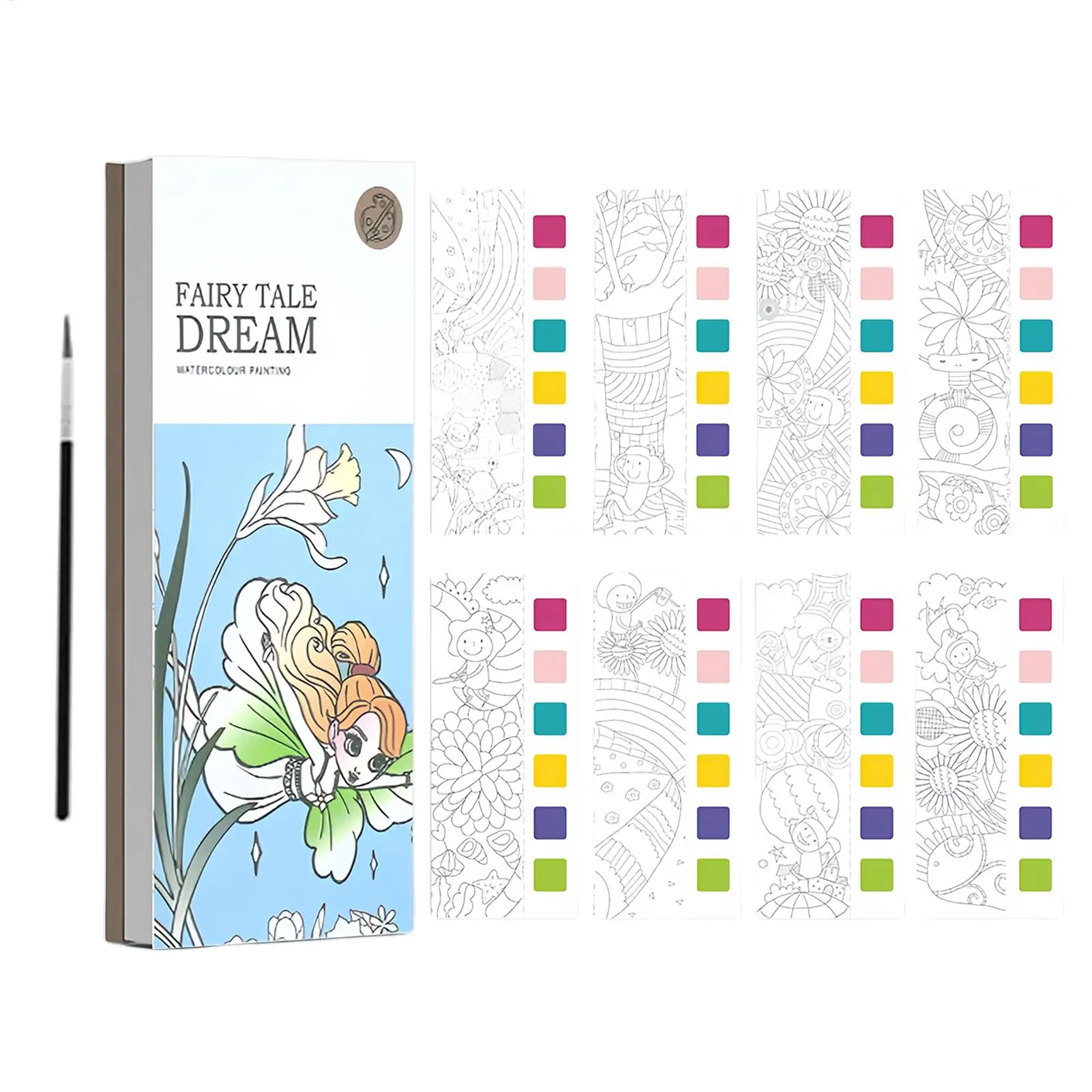 Watercolor Paper Colouring Sketchbook Portable Pad Paper Sketchbook for Painting Drawing Kids Home Outdoor Creative Activities