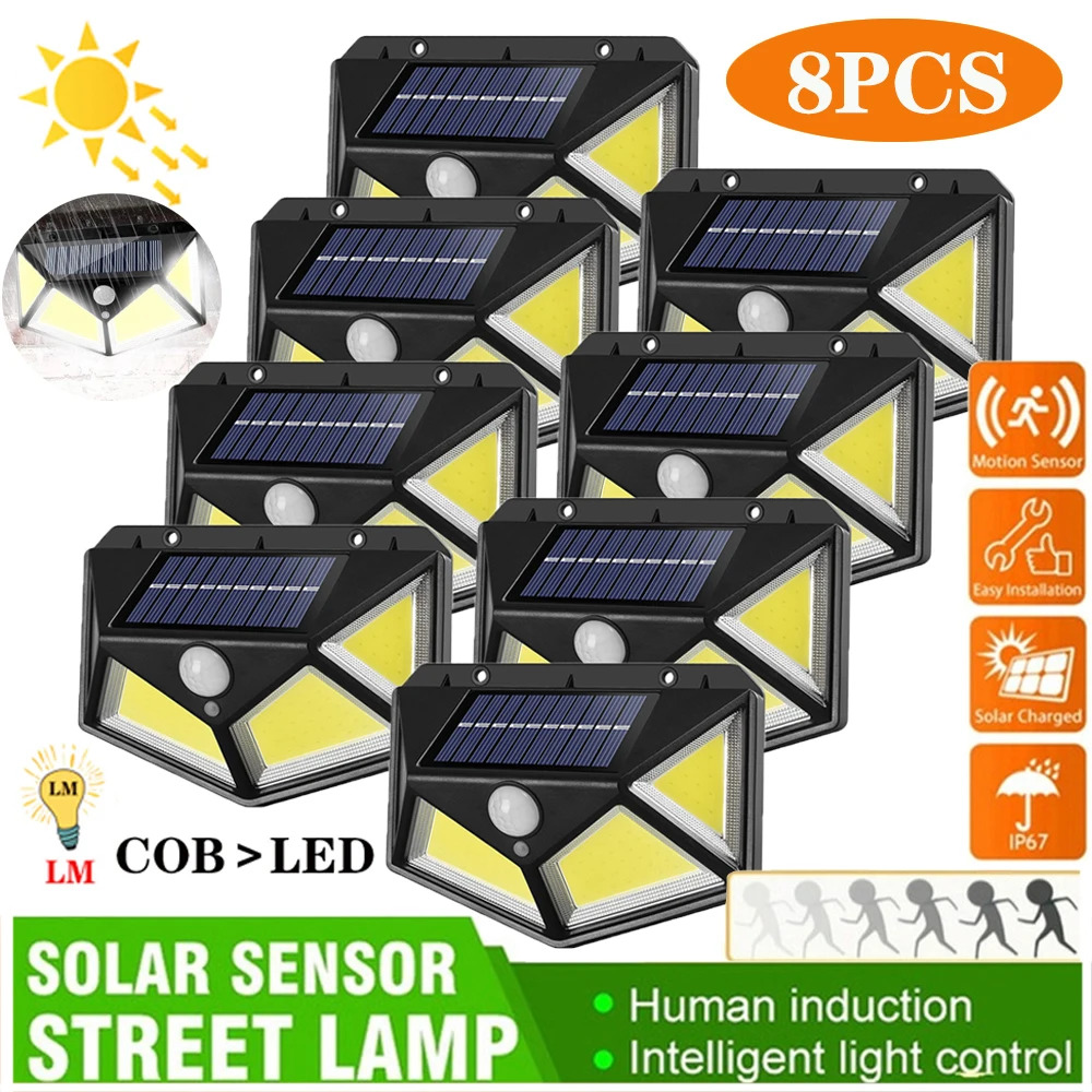 1/2/4/8Pcs Solar Wall Lights Outdoor Solar Lamp with PIR Motion Sensor Waterproof Street Light for Garden Yard Path