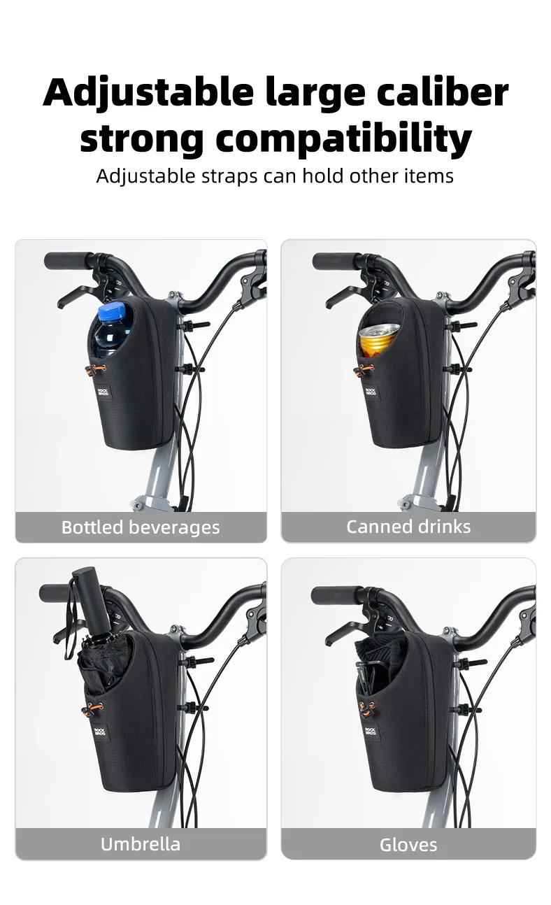 ROCKBROS Klappbare Fahrrad-Wasserflaschentasche, Fahrradlenker, Vorderrahmen, Wasserkocher, Taschen für Brompton Bike, Elektroroller, Werkzeugtaschen – Detail 11