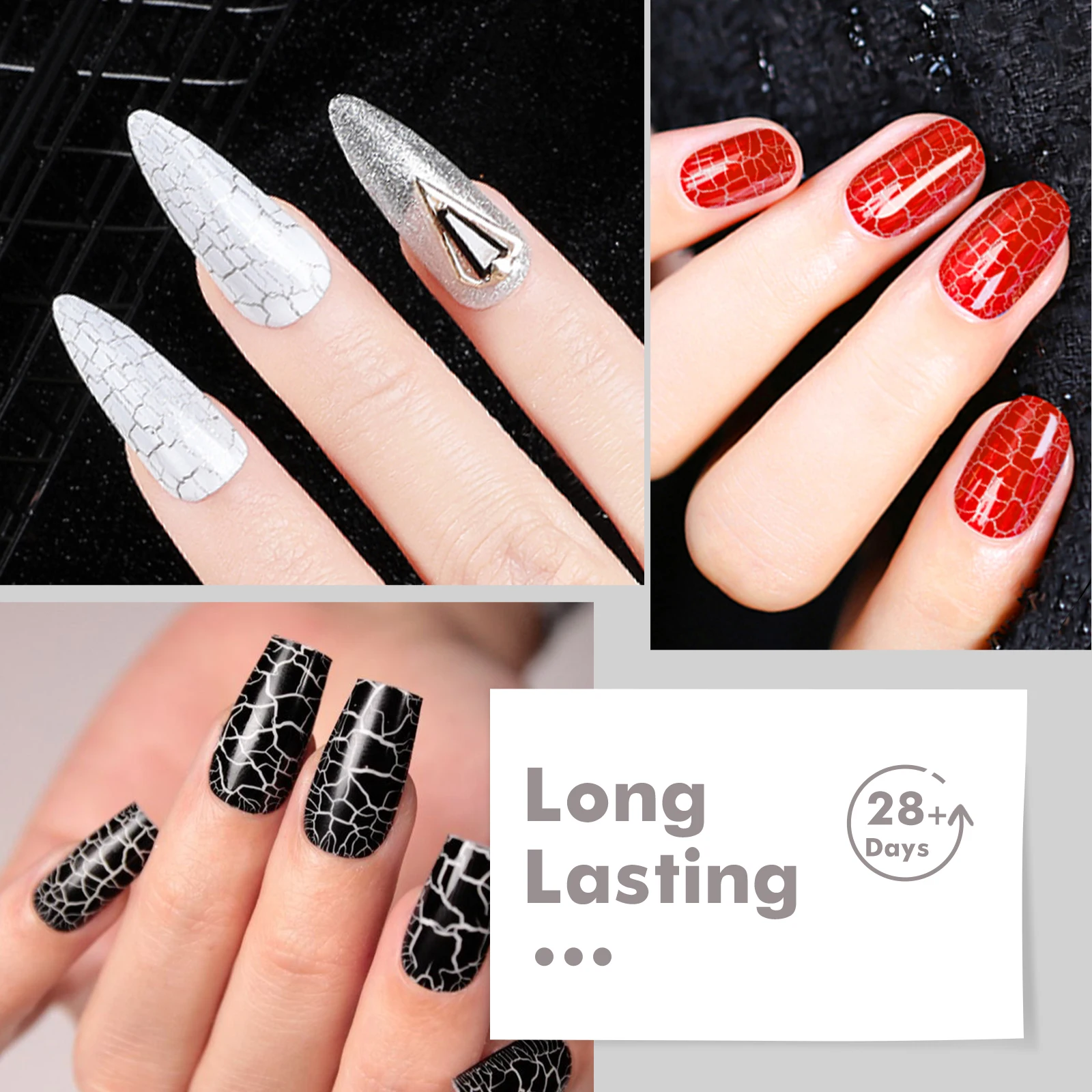 12PCS/SET Crackle Nail Polish Gel Set Green Cracking Nail Lacquer Quick Dry Gel Hybrid With Base Top Coat  Manicure Varnish Kit 5