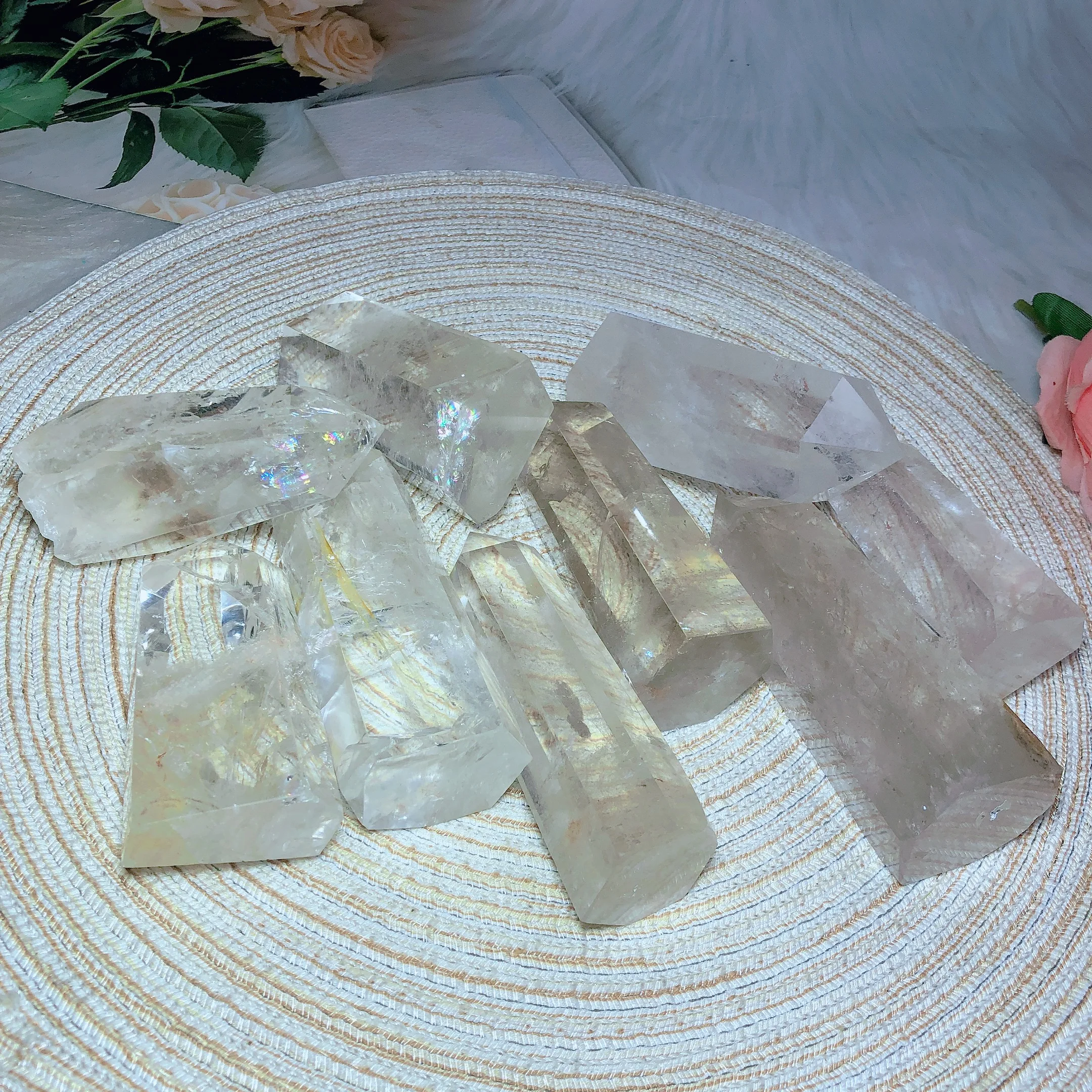 Natural Crystals Clear Quartz Rainbow Polished Tower Healing