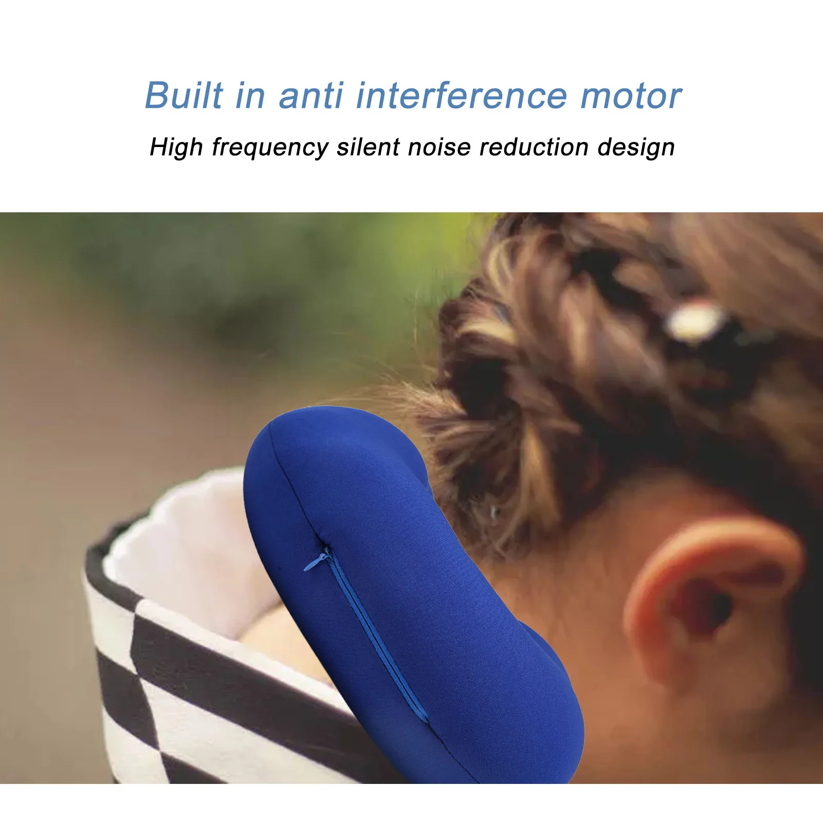 Travel Pillow Memory Foam U Shaped Electric Vibration Message Airplane Neck Message Pillow Blue Memory Foam Neck Pillow