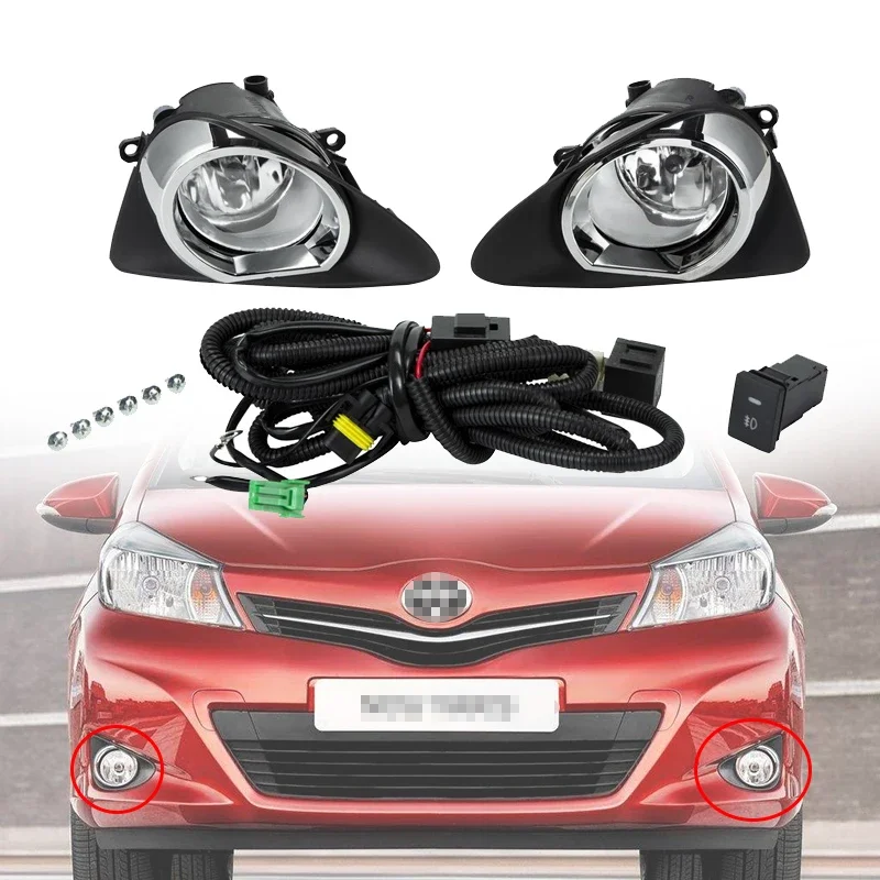 

Car Front Bumper Fog Light With Wiring Switch Harness Light Cover Fog Lamp Assembly H11 Bulbs For Toyota Yaris 2012 2013 2014