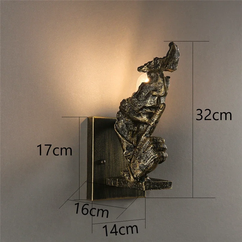 얼굴 예술 장식 벽 램프 침묵은 황금 북유럽 복고풍 로프트 얼굴 벽 조명 현대 바 통로 실내 조명기구입니다