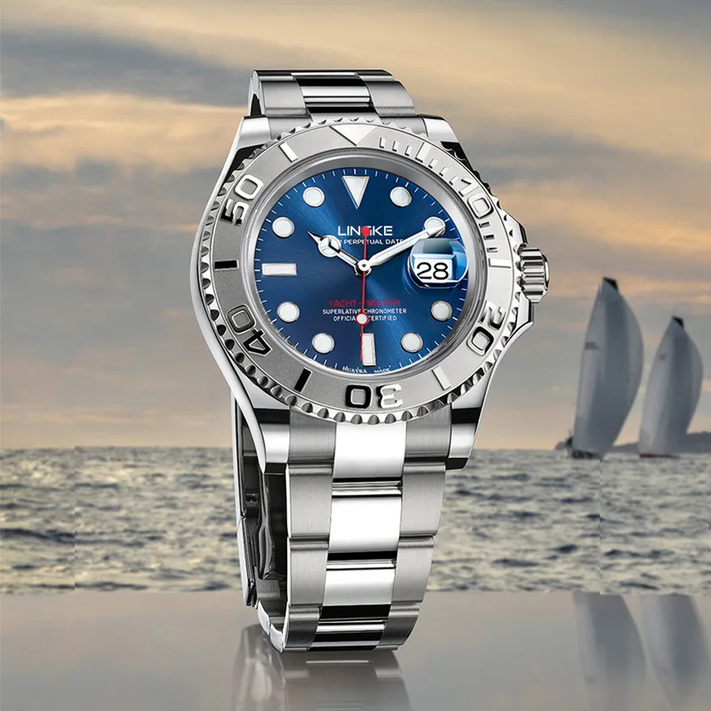 Men Mechanical Watch For Men Stainless Steel 50m Waterproof Luminous Calendar Automatic Watches Mens Reloj Hombre LINGKE Brand