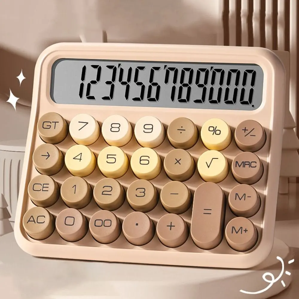 기계식 버튼 레트로 타자기 계산기 대형 화면 사용하기 쉬운 빈티지 그라데이션 컬러 계산기 휴대용 다채로운 색상