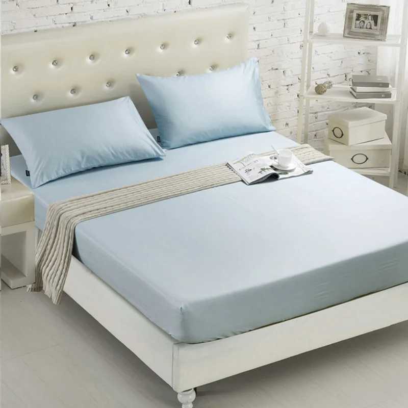 

2024 New Home Bedroom Solid Color Matte Bed Set Solid Color Fitted Sheet Hotel Mattress Simmons Protective Cover Single Piece