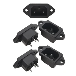 Power Interface Socket Connector, IEC 320 C14 Male Plug Panel Mount, AC 250V 10A, 3 - Pin (5Pcs)