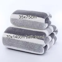 1 pcs Striped Face Towel 35x75cm For Bathroom Or Soft And Absorbent Quick-Drying Experience Microfiber Bath Towel 70x140cm 1