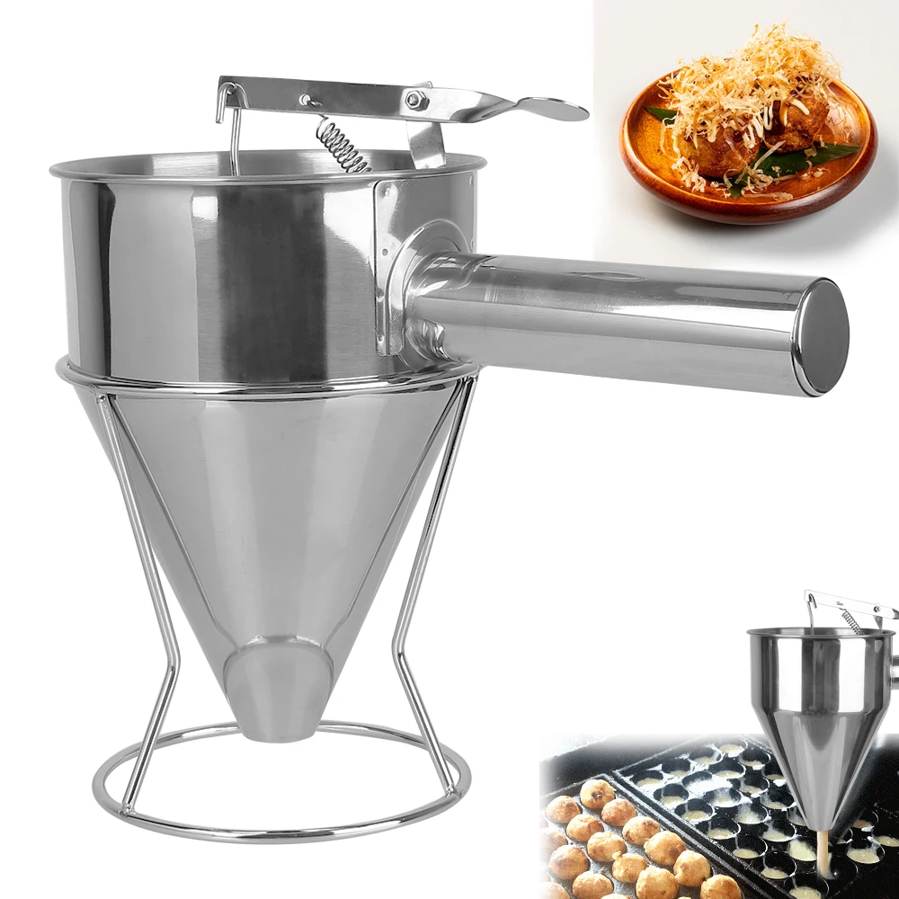 Baking Tools Cupcake Pancake Batter Maker Funnel Dispenser with Rack Stainless Steel Octopus Ball Tools Kitchen Accessories
