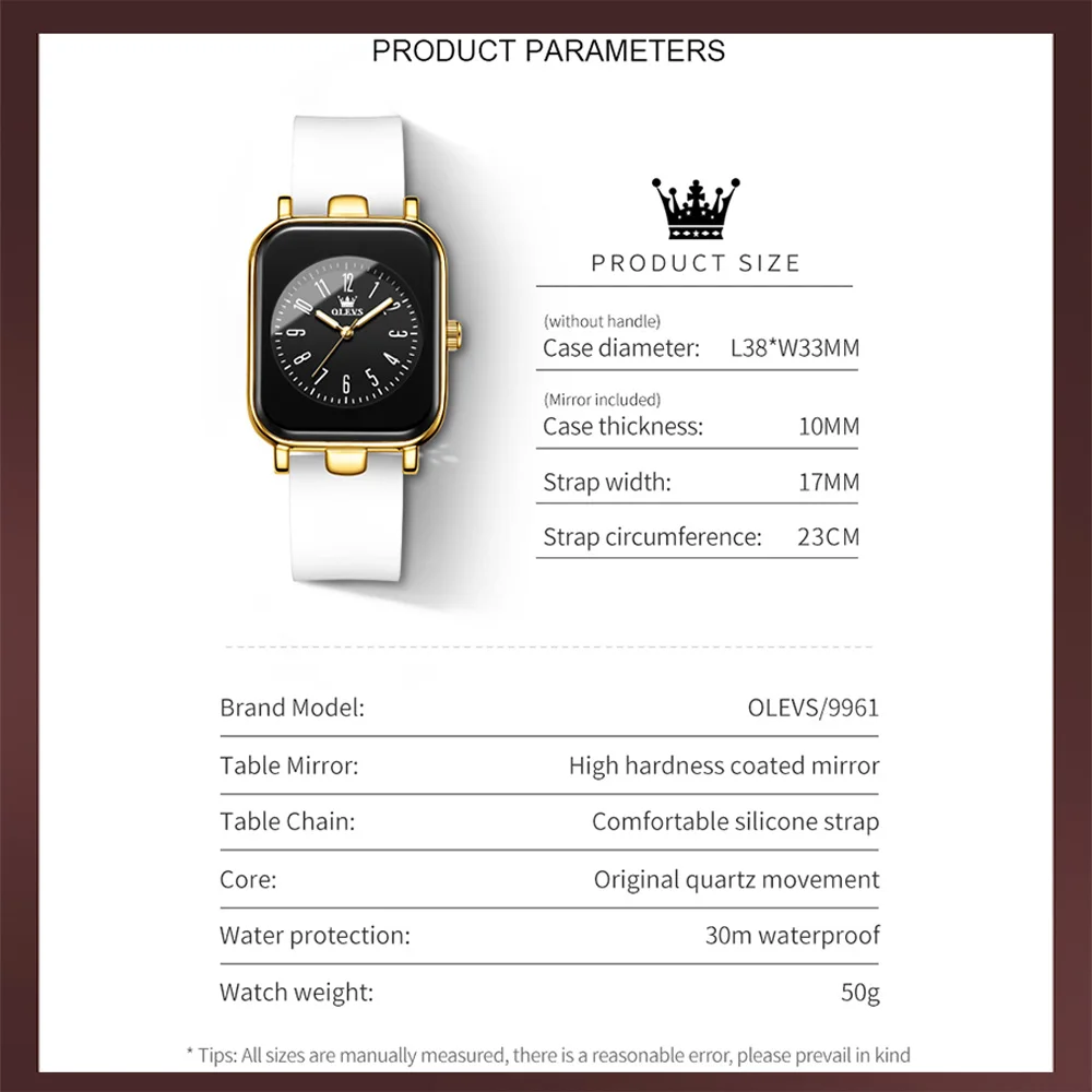 OLEVS Elegant Watches for Women Original Quartz Women's Watches Waterproof Silicone Strap Simple Luminous Wristwatch Reloj Mujer