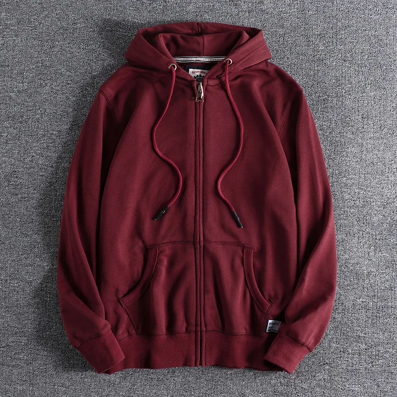 Felpa Uomo Con Cappuccio E Cerniera Generico: Giacca Leggera Oversize, Tinta Unita, Con Tasche, Perfetta Per Primavera, Autunno E Inverno (Rosso, Taglia L) - 4