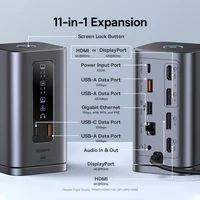 Baseus USB C Hub to DP 4K@60Hz HDMI DisplayPort 11-IN-1 Docking Station Triple Display RJ45 PD 100W For Window Mac USB 3.1 HUB 2