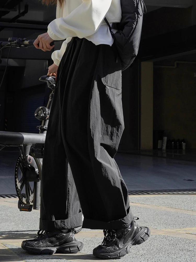 [LANMREM] Minimalism High Waist Wide Leg Pants For Women Solid Casual Loose Streetwear Trousers Fashion 2024 summer New 26D8724