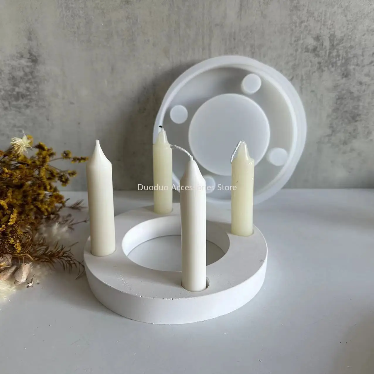 Four Holes Candlestick Silicone Mould Plaster Resin Drip Making Molds