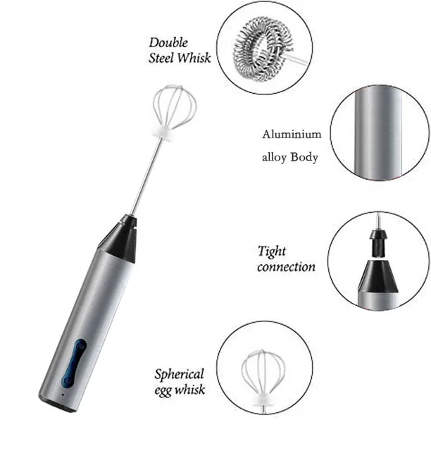 Montalatte elettrico portatile schiuma per caffè portatile Mini frullatore frullino per le uova in acciaio inossidabile miscelatore per bevande utensili per frusta da cucina 5