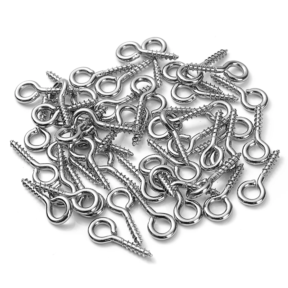 100-50pcs Small Eye Pins Eyepins Hooks Eyelets Screw Threaded