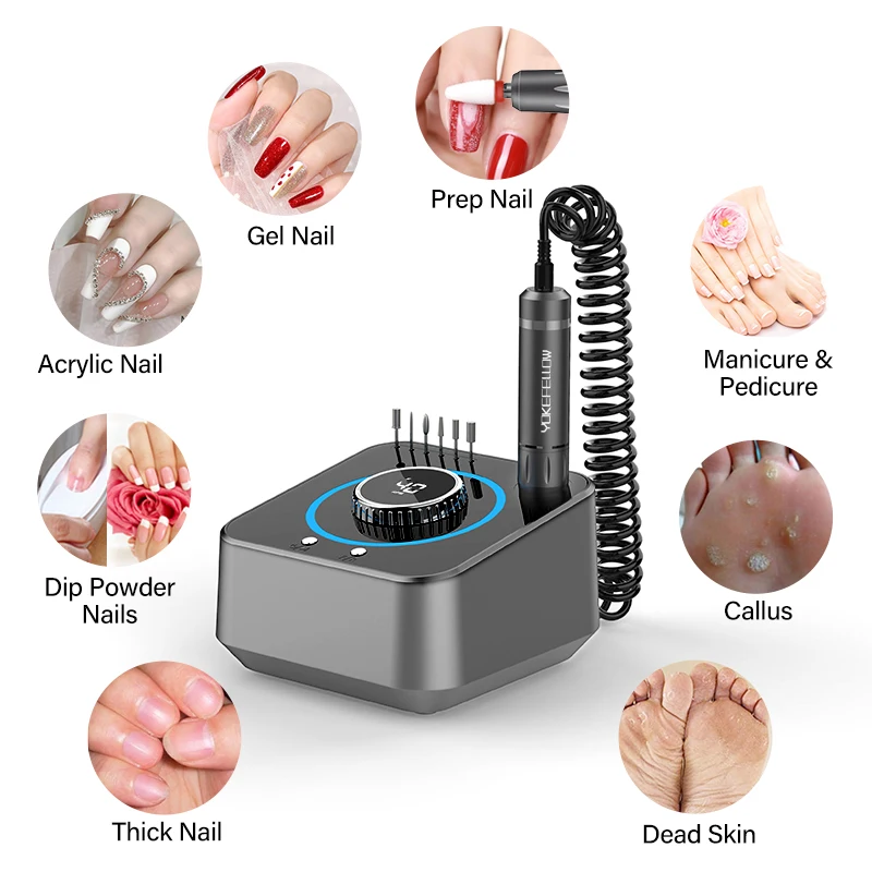 40000RPM Nail Drill Machine Electric Manicure Drill Set With Memory Funtion Nail File Professional Nail Drill Milling Cutters 5