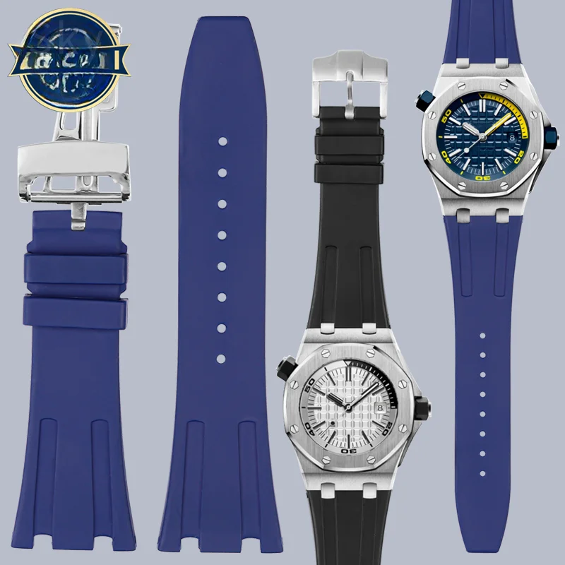 

Ремешок силиконовый для наручных часов Ap Royal Oak Blue Green, водостойкий, устойчивый к поту, для мужчин и женщин, 15400/26331/15500, 27 дюймов, 28 мм