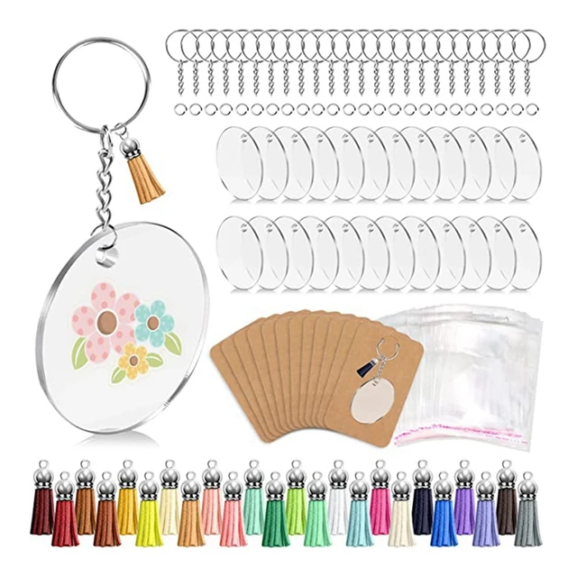 120 Pcs Acrylic Keychain Blanks, 4 Shapes Clear Blank Keychains for Vinyl  Kit Double-Sided for Crafts Ornaments 