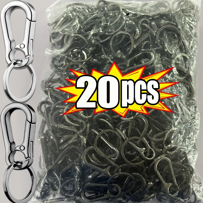 1/20pcs Carabiner Clip Keychain Metal Carabiner Shape Key Ring Keyring Key Holder Clips Hook Holder Organizer Car Keys Finder