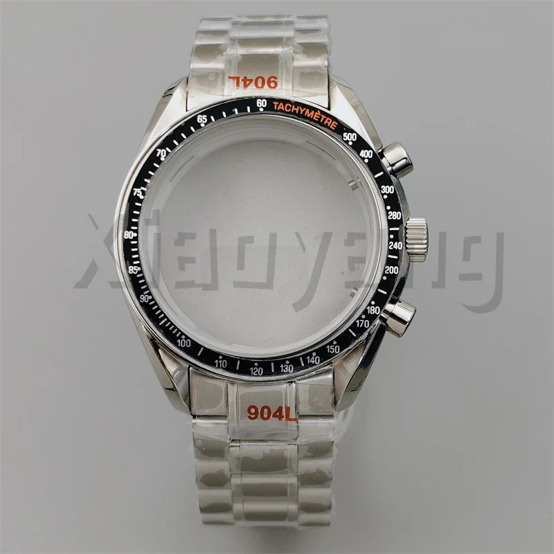Silver Watch Case with Blue, Green, and Black Insert and Coated Glass - Quartz Chronograph Movement, Steel Bracelet, 40mm