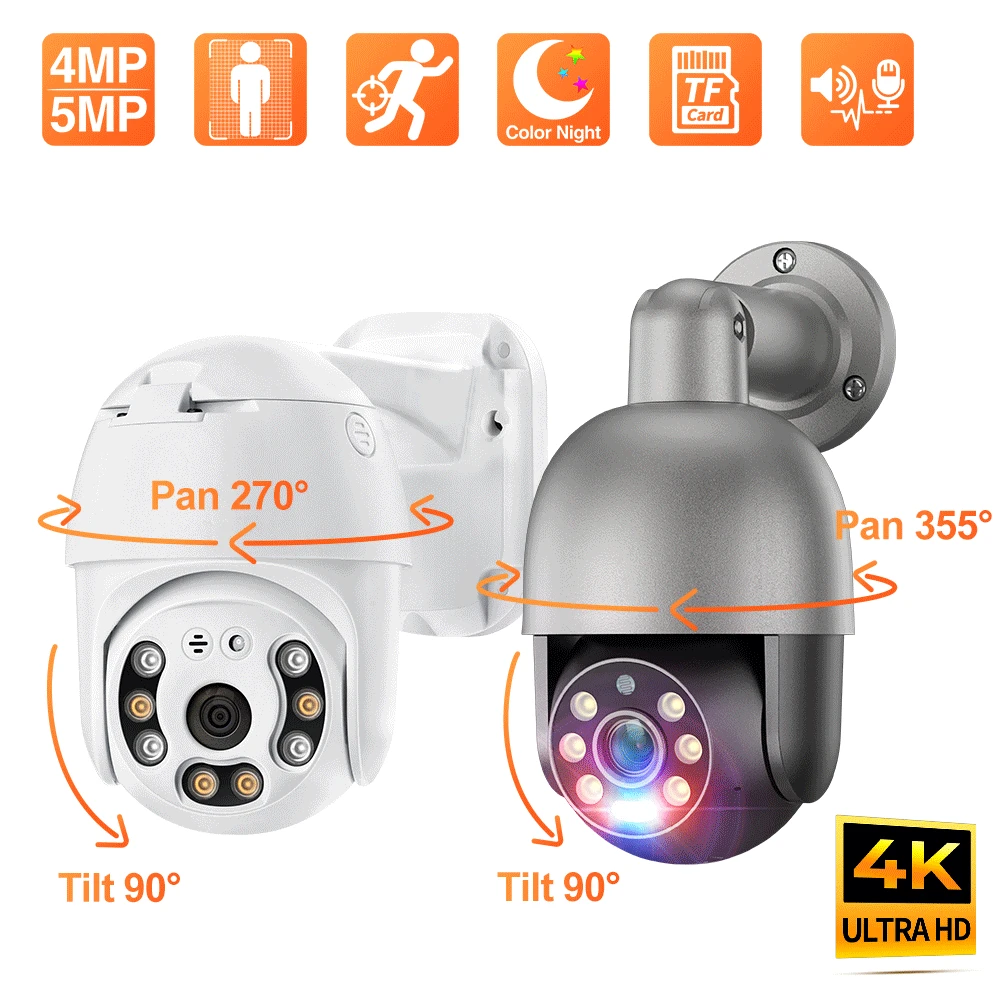 Techage 5MP PoE PTZ IP Camera Outdoor Waterproof 2 Way Audio Camera AI