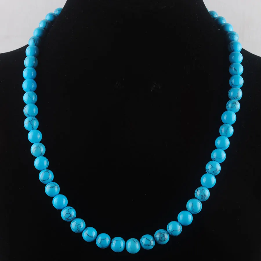 WOJIAER Natural Stone 8mm Round Beads Necklaces For Women's Female Energy Nepal Jewelry Gift BF302