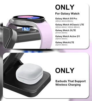 Wireless Charger for Samsung 3 in 1 Qi Fast Charging Station for Samsung Galaxy Watch 5 Pro 4 S23 S22 Ultra Portable Charger 5