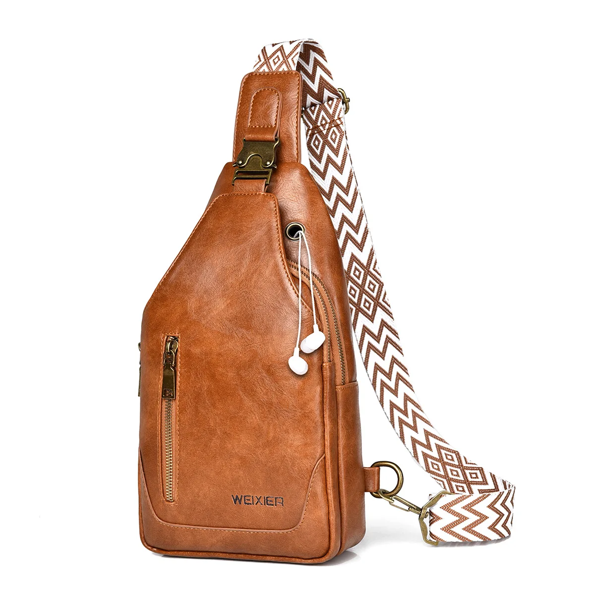 

Нагрудная сумка унисекс, винтажный вместительный мужской рюкзак на ремне, качественный саквояж кросс-боди из полиуретана, дорожный мессенджер