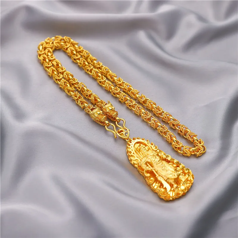 Collier Pendentif Vintage Style Or De Tolède - Gravure Dragon Et Dentelle - Numéro 5332
