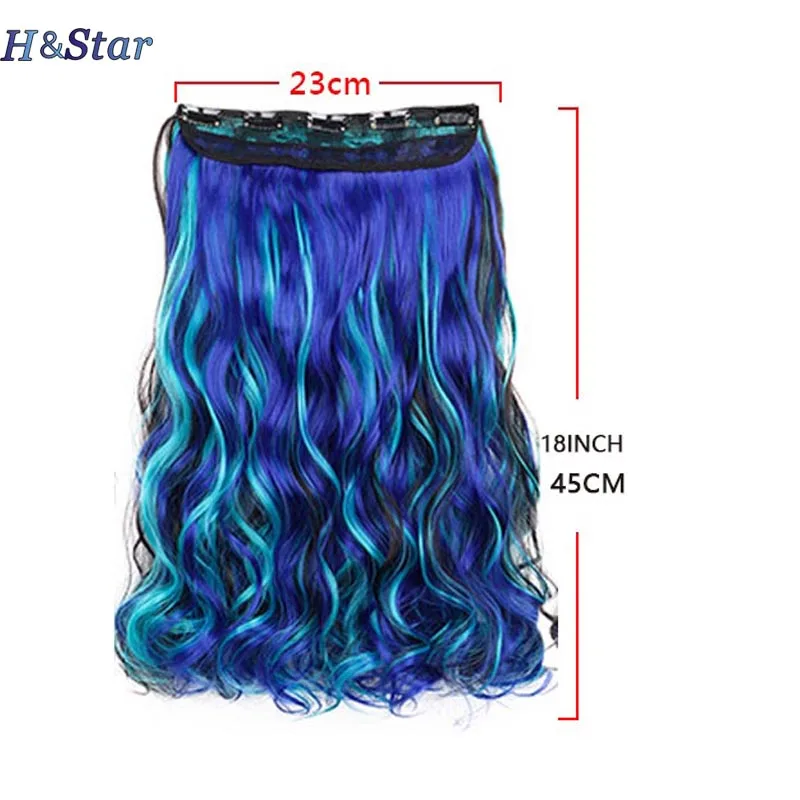 H&STAR 5Clips  Synthetic  One Piece Hair Extension Wavy Hair  Clip in  Balayage Gradient Ombre Color Modern Cosplay  Hairpieces