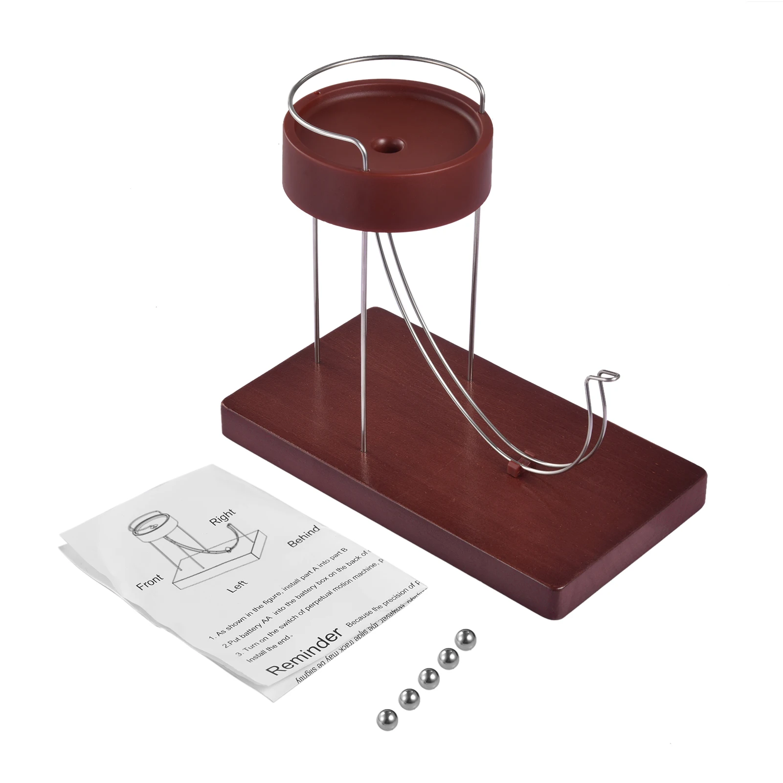 Wood Perpetual Motion Machine Black Iron Desktop Perpetual Rolling Balls Marble Toy Ornament Kinetic Art Newtons Cradle Balance