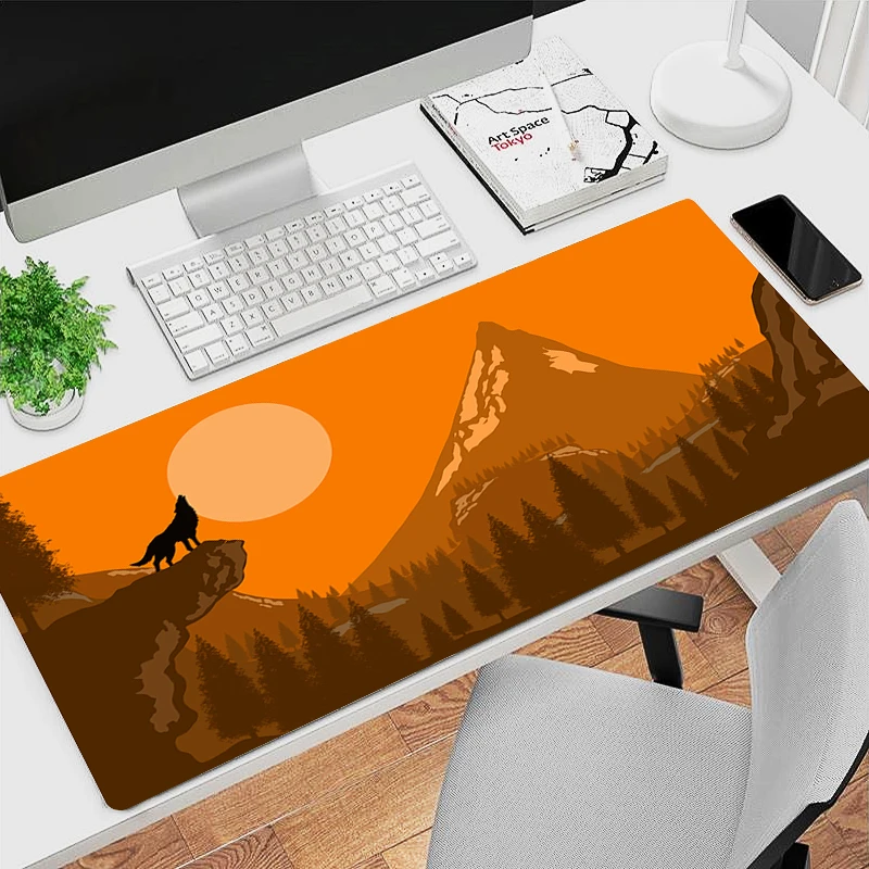 

Moon Wolf Art Large Mouse Pad Office Computer Anime Animals Gamer Keyboard Mousepad Laptop Gaming Accessories Desk Mat Carpet